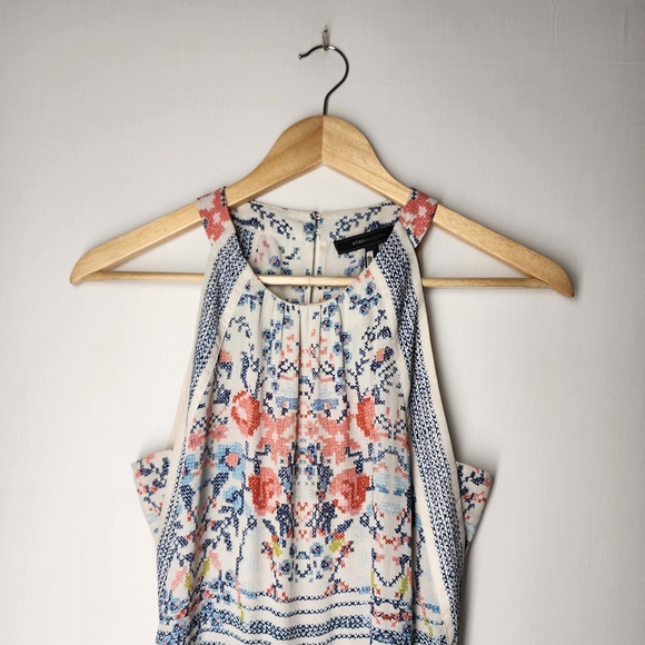 BCBGMaxazria Cambria Geometric Patterned Floral Sleeveless Dress Size 4 - Picture 4 of 9